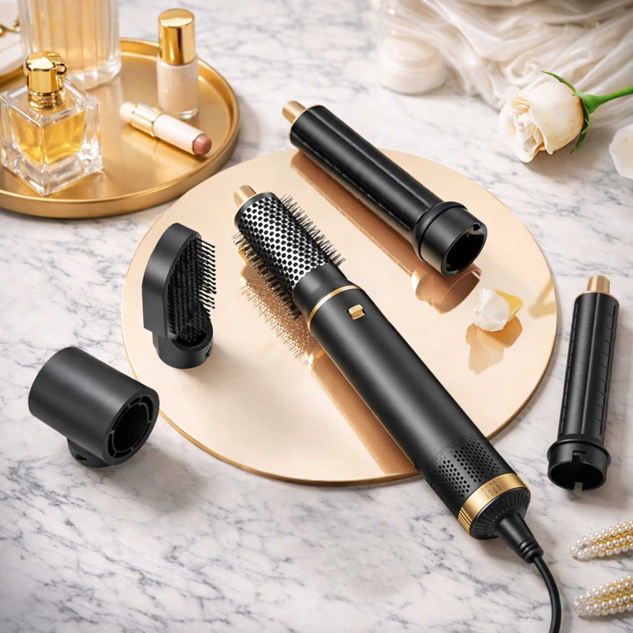 Suszarko lokówka do włosów szczotka prostująca zestaw 5W1 LivoStyler czarna - obrazek 3