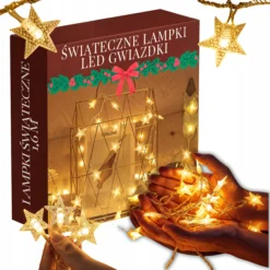 LAMPKI ŚWIĄTECZNE CHOINKOWE BOŻE NARODZENIE 10LED 1,6M NA BATERIE GWIAZDKI