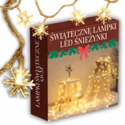 LAMPKI ŚWIĄTECZNE CHOINKOWE BOŻE NARODZENIE 10LED 1,6M NA BATERIE ŚNIEŻYNKI