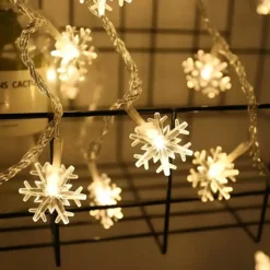LAMPKI ŚWIĄTECZNE CHOINKOWE BOŻE NARODZENIE 10LED 1,6M NA BATERIE ŚNIEŻYNKI