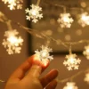 LAMPKI ŚWIĄTECZNE CHOINKOWE BOŻE NARODZENIE 10LED 1,6M NA BATERIE ŚNIEŻYNKI